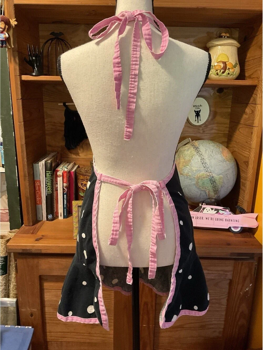 Vintage Inspired Polka Dot & Pink Adult Apron Monogrammed B
